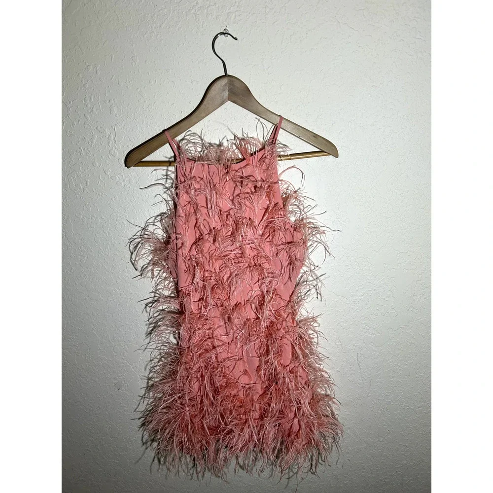 cult gaia Pink Feathered Mini Dress - Picture 8 of 8